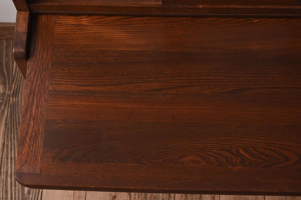 レトロ家具　昭和レトロ　作業台付き　美しいダイヤガラス入りの食器棚(収納棚)