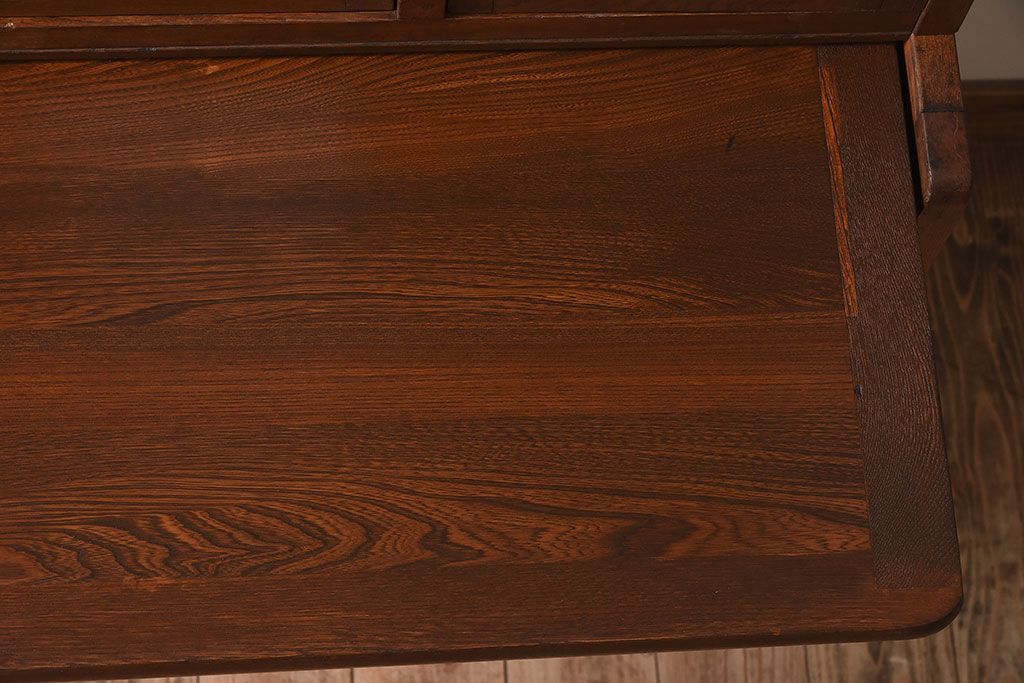 レトロ家具　昭和レトロ　作業台付き　美しいダイヤガラス入りの食器棚(収納棚)