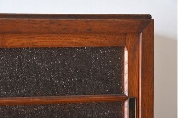 レトロ家具　昭和レトロ　作業台付き　美しいダイヤガラス入りの食器棚(収納棚)