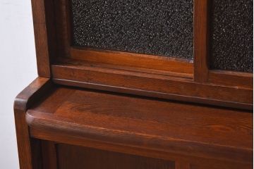 レトロ家具　昭和レトロ　作業台付き　美しいダイヤガラス入りの食器棚(収納棚)