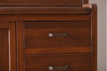 レトロ家具　昭和レトロ　作業台付き　美しいダイヤガラス入りの食器棚(収納棚)