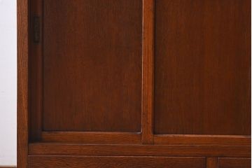 レトロ家具　昭和レトロ　作業台付き　美しいダイヤガラス入りの食器棚(収納棚)