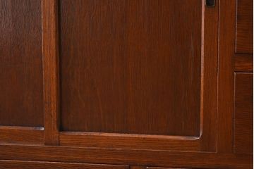 レトロ家具　昭和レトロ　作業台付き　美しいダイヤガラス入りの食器棚(収納棚)