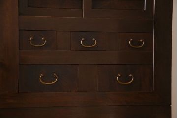 アンティーク家具　古民具・骨董　六尺　和モダンスタイル　古い重ね水屋箪笥(食器棚、収納棚)