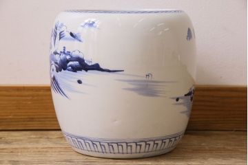 アンティーク雑貨　古民具・骨董　山水図が魅力的なアンティーク瀬戸火鉢(鉢カバー)(2)