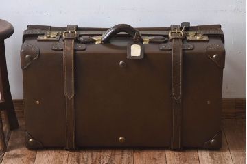 アンティーク雑貨　和製アンティーク　大振り　上質な本革トランク(収納箱)