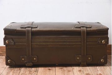 アンティーク雑貨　和製アンティーク　大振り　上質な本革トランク(収納箱)