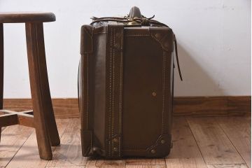 和製アンティーク　大振り　上質な本革トランク(収納箱)