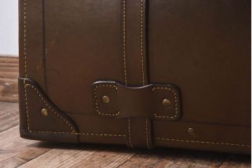 和製アンティーク　大振り　上質な本革トランク(収納箱)