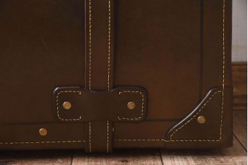 和製アンティーク　大振り　上質な本革トランク(収納箱)