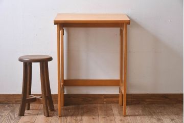 ヴィンテージ家具　イギリスビンテージ　温か味のある色味が素敵な折り畳みデスク(机、在宅ワーク、在宅用作業台)(2)