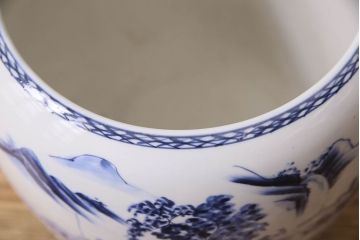 アンティーク雑貨　アンティーク　山水図　古い瀬戸火鉢(鉢カバー)(1)