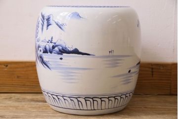 アンティーク雑貨　アンティーク　山水図　古い瀬戸火鉢(鉢カバー)(1)