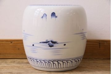 アンティーク雑貨　アンティーク　山水図　古い瀬戸火鉢(鉢カバー)(1)