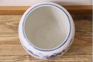 アンティーク雑貨　アンティーク　山水図　古い瀬戸火鉢(鉢カバー)(2)