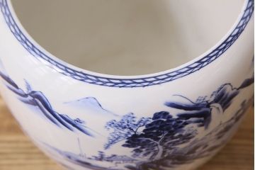 アンティーク雑貨　アンティーク　山水図　古い瀬戸火鉢(鉢カバー)(2)