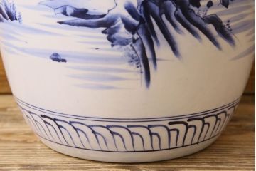 アンティーク雑貨　アンティーク　山水図　古い瀬戸火鉢(鉢カバー)(2)
