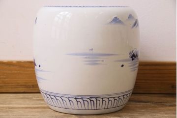 アンティーク雑貨　アンティーク　山水図　古い瀬戸火鉢(鉢カバー)(2)