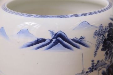 アンティーク雑貨　アンティーク　山水図　古い瀬戸火鉢(鉢カバー)(2)