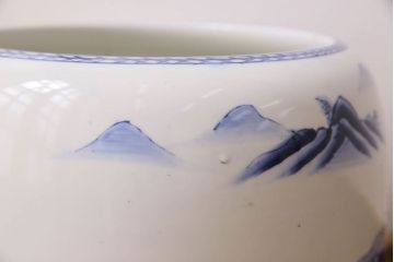 アンティーク雑貨　アンティーク　山水図　古い瀬戸火鉢(鉢カバー)(2)
