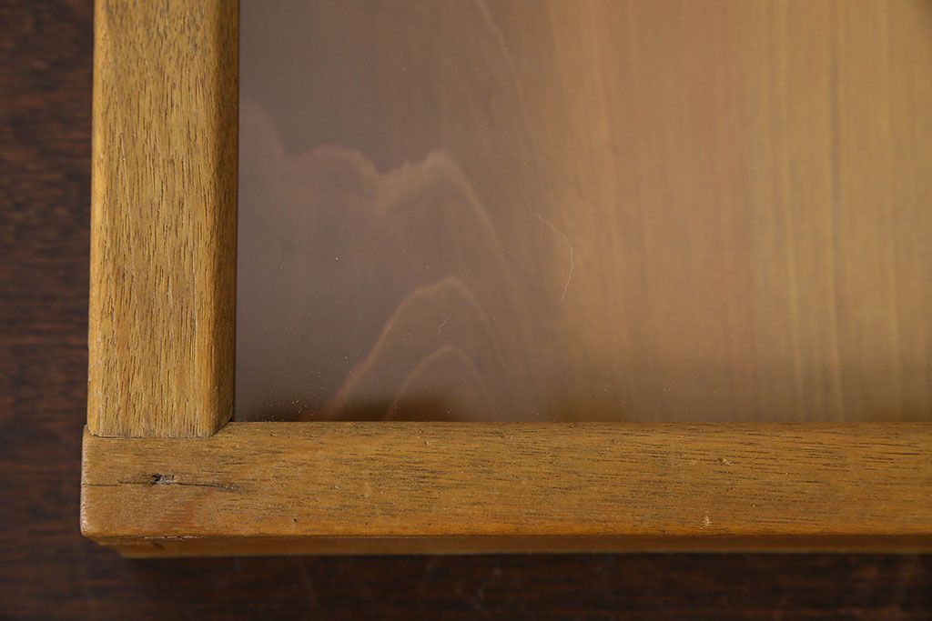 アンティーク雑貨　昭和レトロ　古い木製のアンティークコレクションボックス(ガラスケース・収納箱)(1)