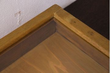 アンティーク雑貨　昭和レトロ　古い木製のアンティークコレクションボックス(ガラスケース・収納箱)(1)