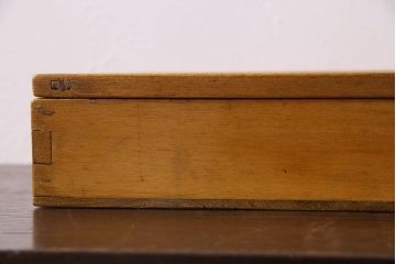 アンティーク雑貨　昭和レトロ　古い木製のアンティークコレクションボックス(ガラスケース・収納箱)(1)