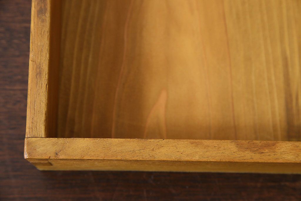 アンティーク雑貨　昭和レトロ　古い木製のアンティークコレクションボックス(ガラスケース・収納箱)(2)