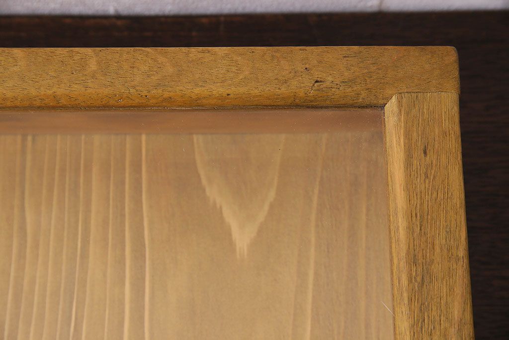 アンティーク雑貨　昭和レトロ　古い木製のアンティークコレクションボックス(ガラスケース・収納箱)(2)