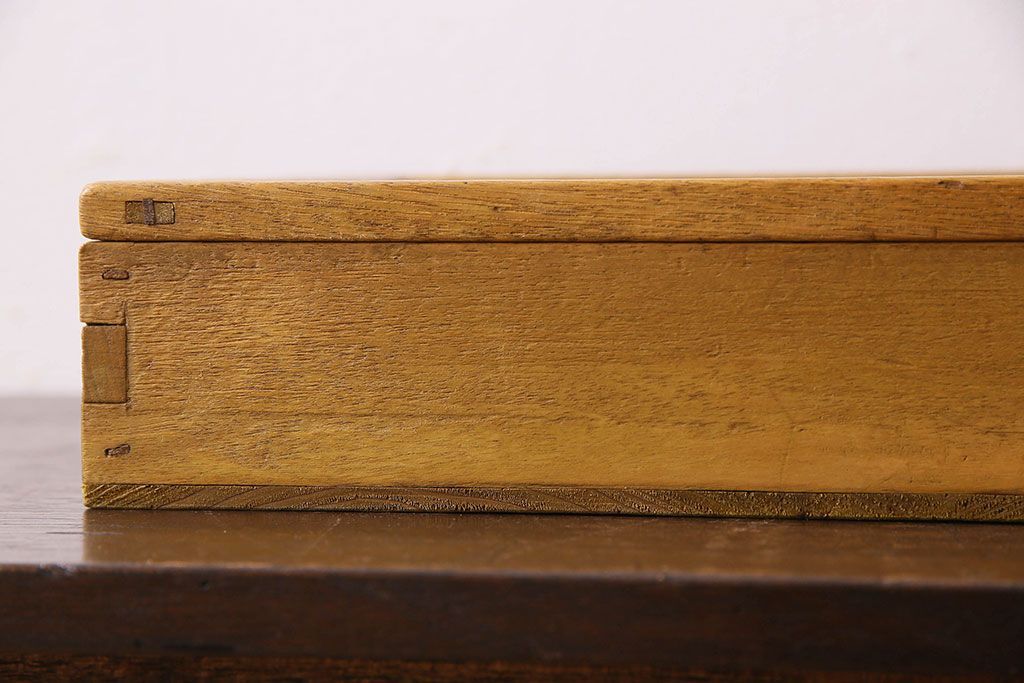 アンティーク雑貨　昭和レトロ　古い木製のアンティークコレクションボックス(ガラスケース・収納箱)(2)