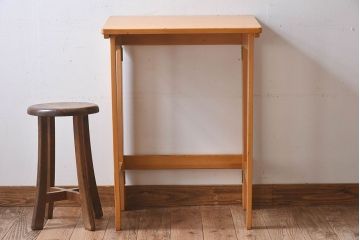 ヴィンテージ家具　イギリスビンテージ　温か味のある色味が素敵な折り畳みデスク(机、在宅ワーク、在宅用作業台)(3)