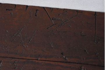 レトロ家具　昭和レトロ　古い木の質感が味わい深い鉄脚ベンチ(アイアンベンチ、長椅子)