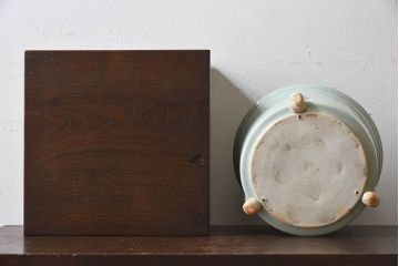 アンティーク雑貨　古民具・骨董　明治大正期　上手物　指物　青磁釉垂れ火鉢