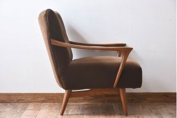 レトロ家具　昭和レトロ　フレームのデザインが美しい一人掛けソファ(ソロンチェア、クッションソファ、椅子)  (2)