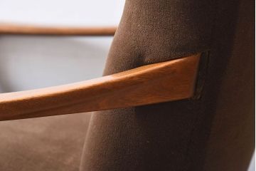 レトロ家具　昭和レトロ　フレームのデザインが美しい一人掛けソファ(ソロンチェア、クッションソファ、椅子)  (2)