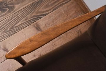 レトロ家具　昭和レトロ　フレームのデザインが美しい一人掛けソファ(ソロンチェア、クッションソファ、椅子)  (2)