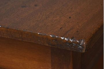 レトロ家具　昭和レトロ　薄型　古い木の質感が味わい深い片袖机(ワークデスク、在宅ワーク、在宅用、学習机)