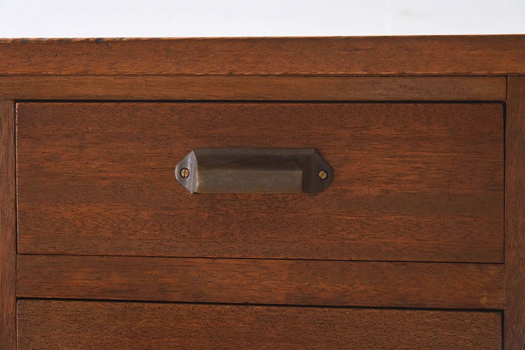 レトロ家具　昭和レトロ　薄型　古い木の質感が味わい深い片袖机(ワークデスク、在宅ワーク、在宅用、学習机)