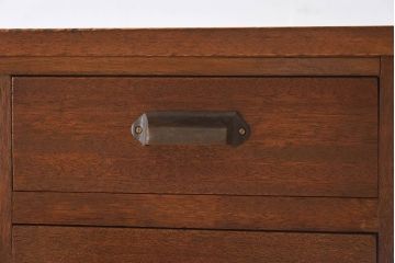 レトロ家具　昭和レトロ　薄型　古い木の質感が味わい深い片袖机(ワークデスク、在宅ワーク、在宅用、学習机)