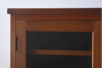 レトロ家具　昭和レトロ　気泡ガラスが味わい深い収納棚(戸棚、キャビネット)