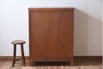レトロ家具　昭和レトロ　気泡ガラスが味わい深い収納棚(戸棚、キャビネット)