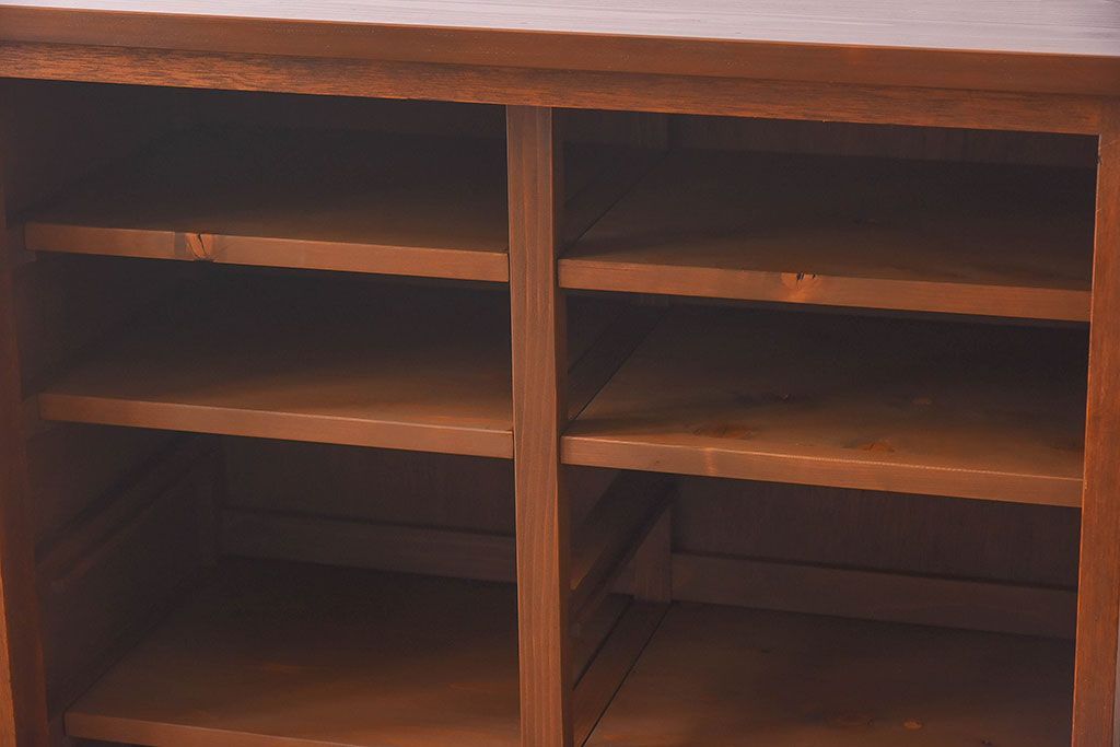 レトロ家具　昭和レトロ　気泡ガラスが味わい深い収納棚(戸棚、キャビネット)(1)