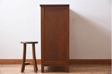 レトロ家具　昭和レトロ　気泡ガラスが味わい深い収納棚(戸棚、キャビネット)(1)