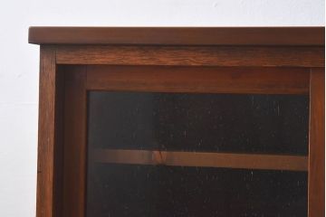 レトロ家具　昭和レトロ　気泡ガラスが味わい深い収納棚(戸棚、キャビネット)(1)
