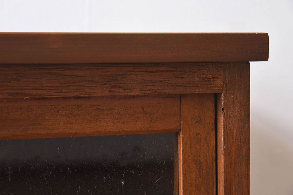 レトロ家具　昭和レトロ　気泡ガラスが味わい深い収納棚(戸棚、キャビネット)(1)