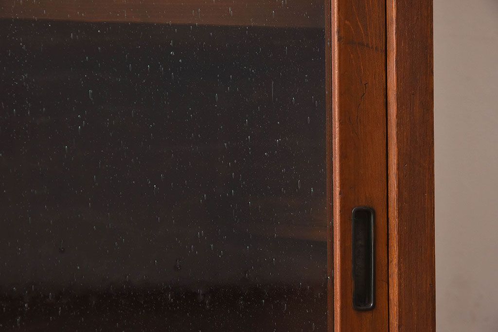 レトロ家具　昭和レトロ　気泡ガラスが味わい深い収納棚(戸棚、キャビネット)(1)