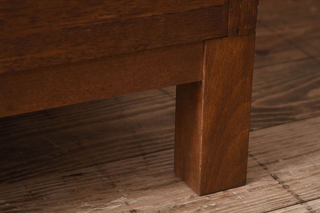 レトロ家具　昭和レトロ　気泡ガラスが味わい深い収納棚(戸棚、キャビネット)(1)