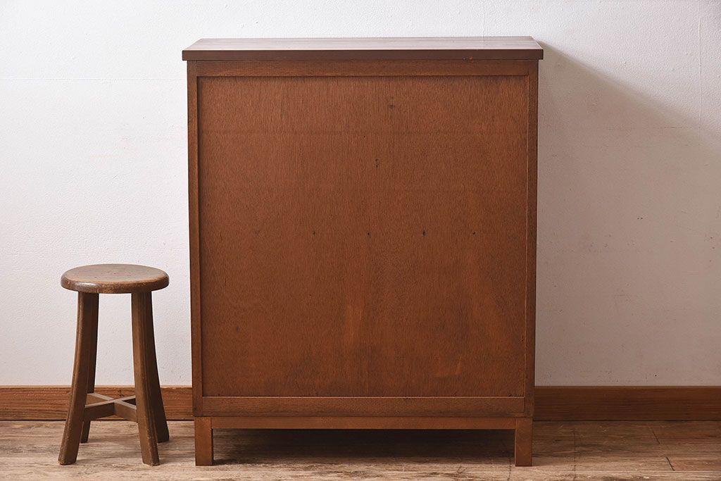 レトロ家具　昭和レトロ　気泡ガラスが味わい深い収納棚(戸棚、キャビネット)(1)