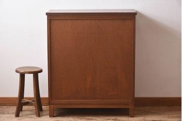 レトロ家具　昭和レトロ　気泡ガラスが味わい深い収納棚(戸棚、キャビネット)(1)