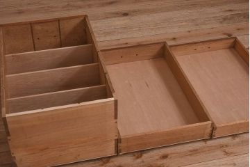 ペイント家具　ナラ材　作業台付きサイドテーブル(花台、電話台)